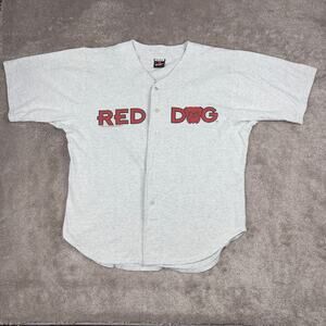 Gray Vintage Red Dog Baseball T-shirt Button Down Size XL 1995 Sports Loungewear